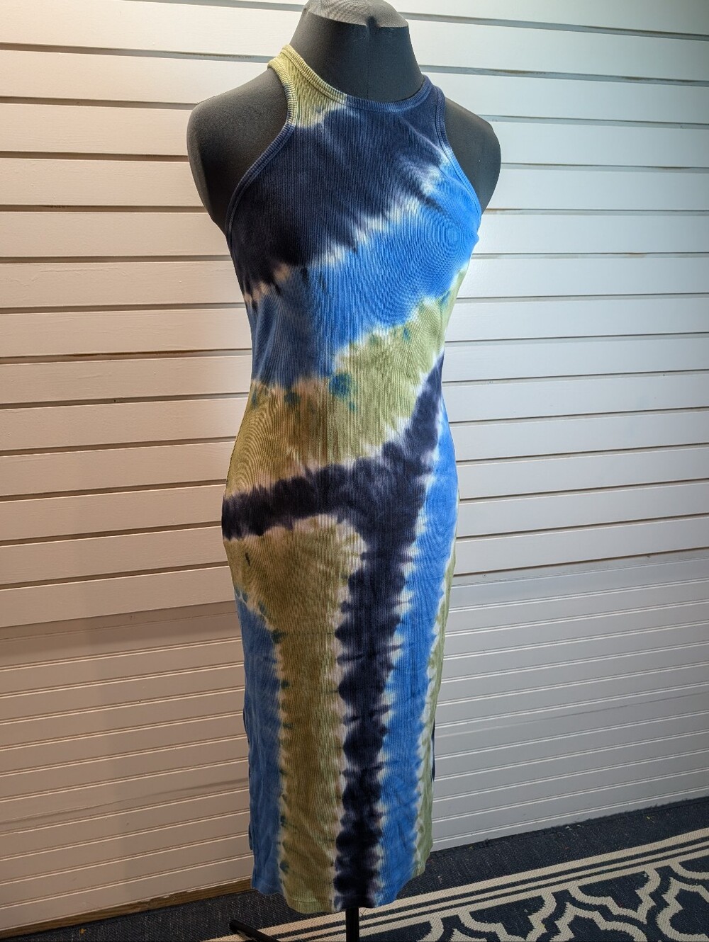 YFB Iggy Midi Bodycon Racerback Dress in Skyline Asteroid Wash -Size L EUC - Picture 3 of 10
